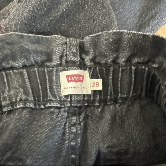 LEVIS sz 28 Paper Bag Faded Black Denim Jeans High Waisted Taper Leg - Picture 5 of 6